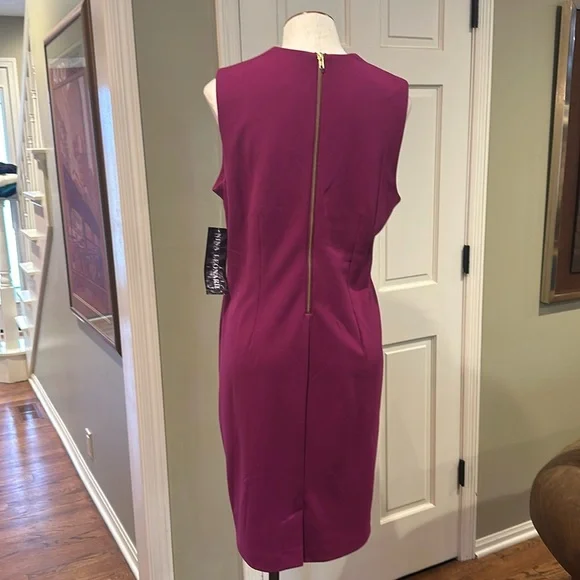 NWT Nina Leonard Sz Large Fuschia Crepe (?) Sheath Shift Dress - Picture 4 of 7